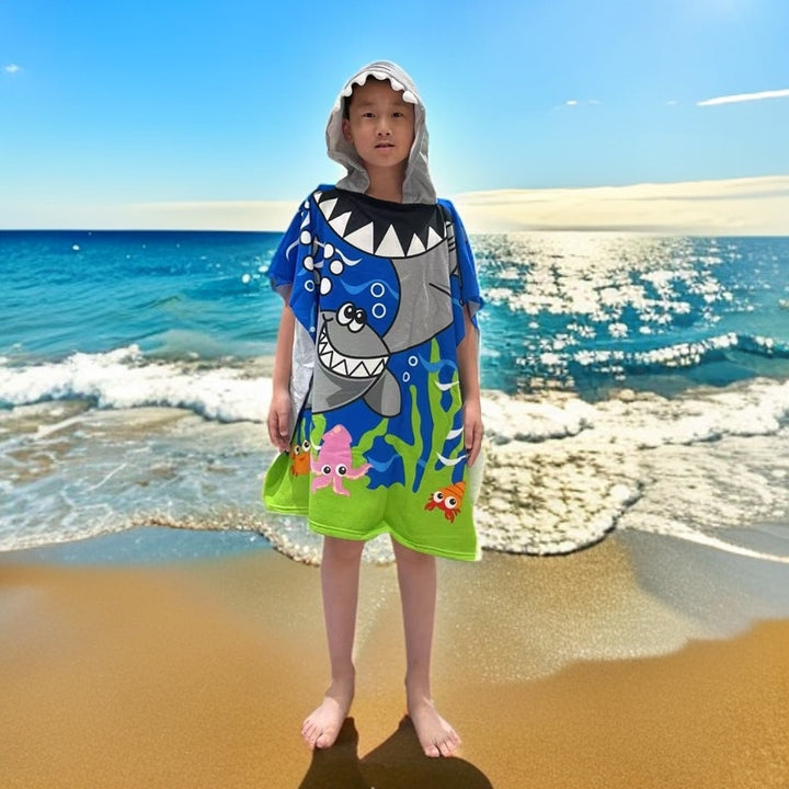 Kids' Fun Dinosaur-Themed Hooded Towel Poncho Kalsten