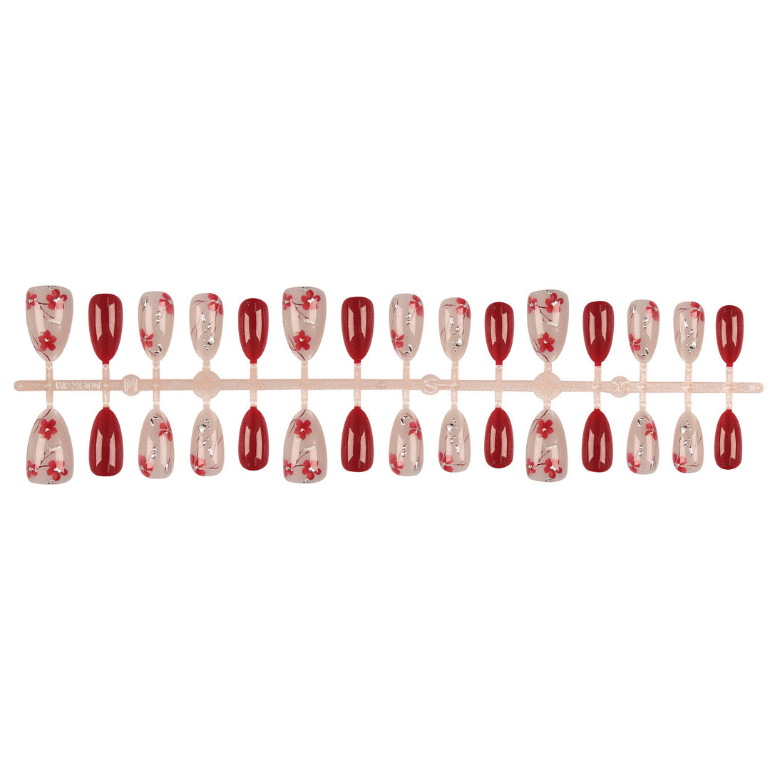 Floral Accent Press-On Nail Tips Set