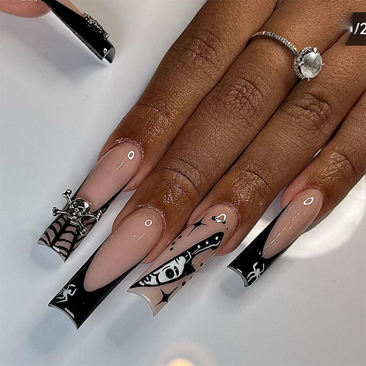 Artificial nail set with creative spider and creepy elements Kalsten