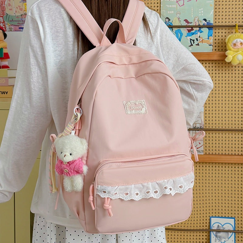 Decorative Lace-Trimmed School Backpack Kalsten