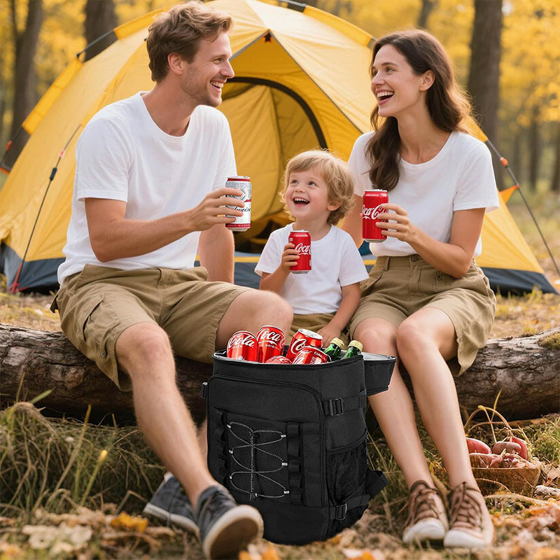 Unisex insulated cooler backpack for picnics and camping with side bottle holders, outer pocket for smartphone and elastic strap Kalsten
