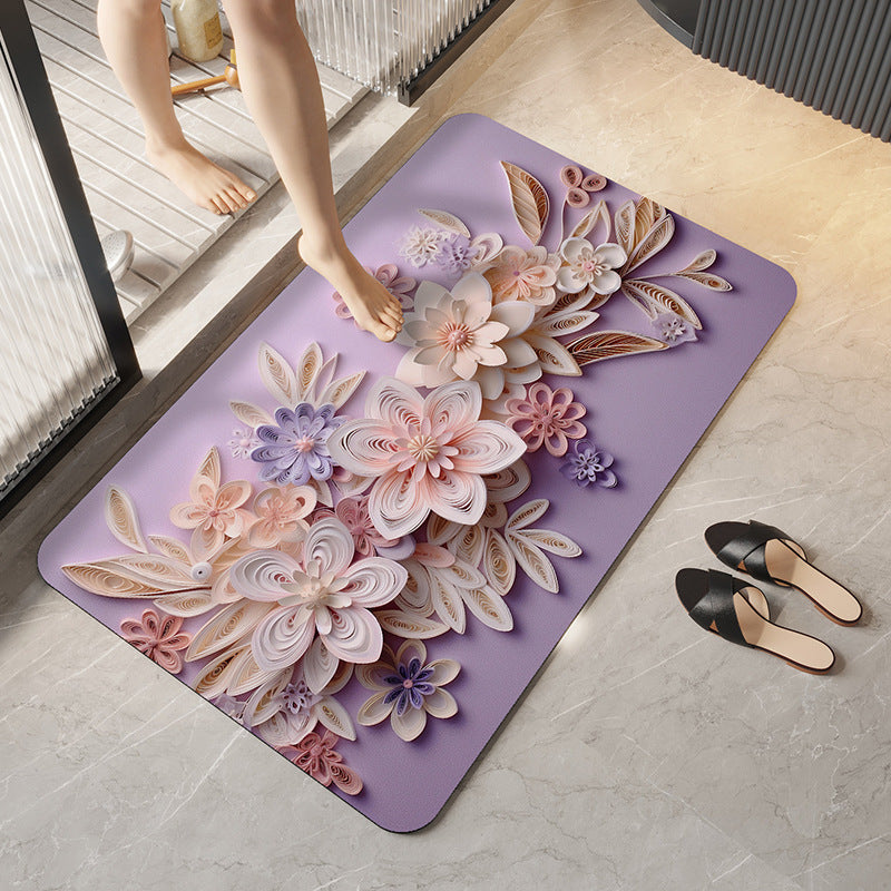 Artistic Floral Design Bath Mat Kalsten