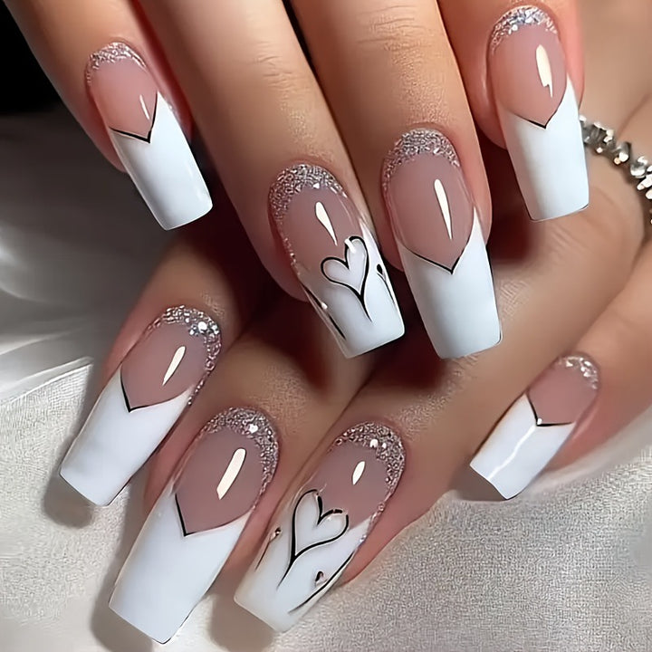 Elegant Heart Design Nail Art