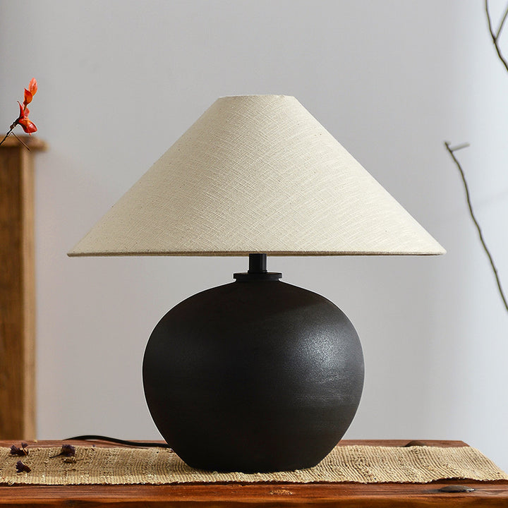 Elegant Table Lamp with Textured Ceramic Base