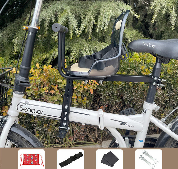 Front-Mounted Padded Child Bicycle Seat with Safety Harness and Adjustable Universal Mount Kalsten