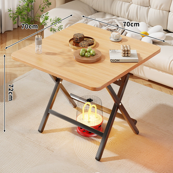Foldable Square Coffee and Side Table with Marble-Effect Top and Collapsible X-Leg Frame