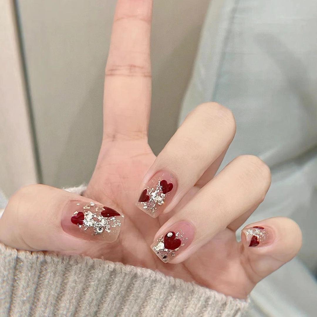 Romantic Heart-Design Press-On Nail Set