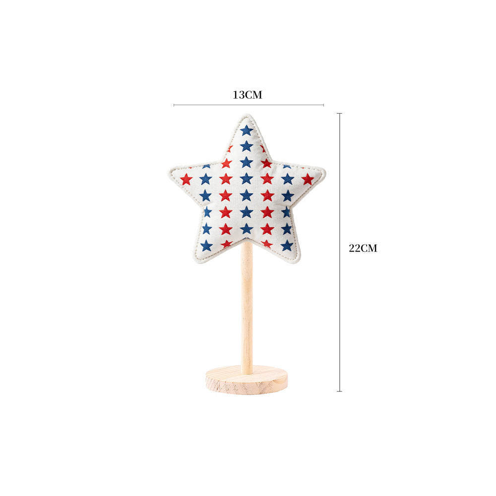 Unisex decorative star decoration figures made of fabric on wooden stand Kalsten