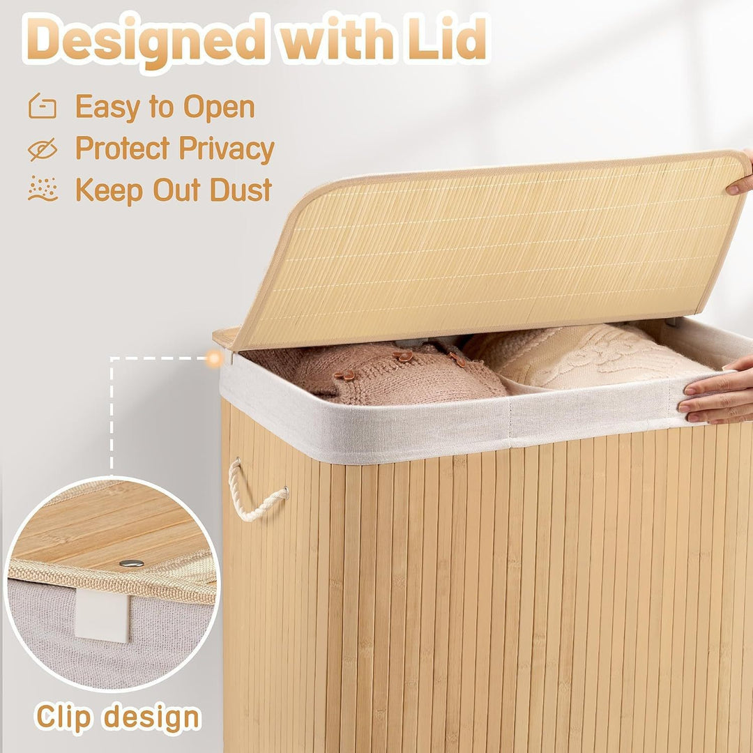 Large laundry basket with two compartments and removable lid Kalsten