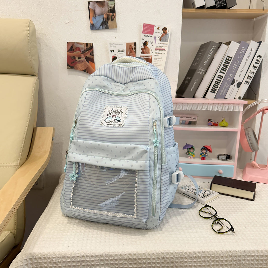 Trendy Striped School Backpack Kalsten