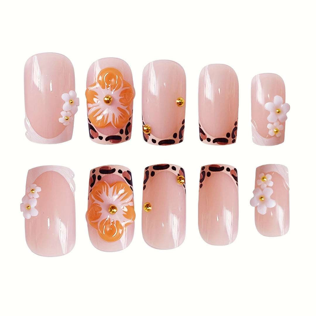 Decorative Floral Press-On Nail Art Kalsten