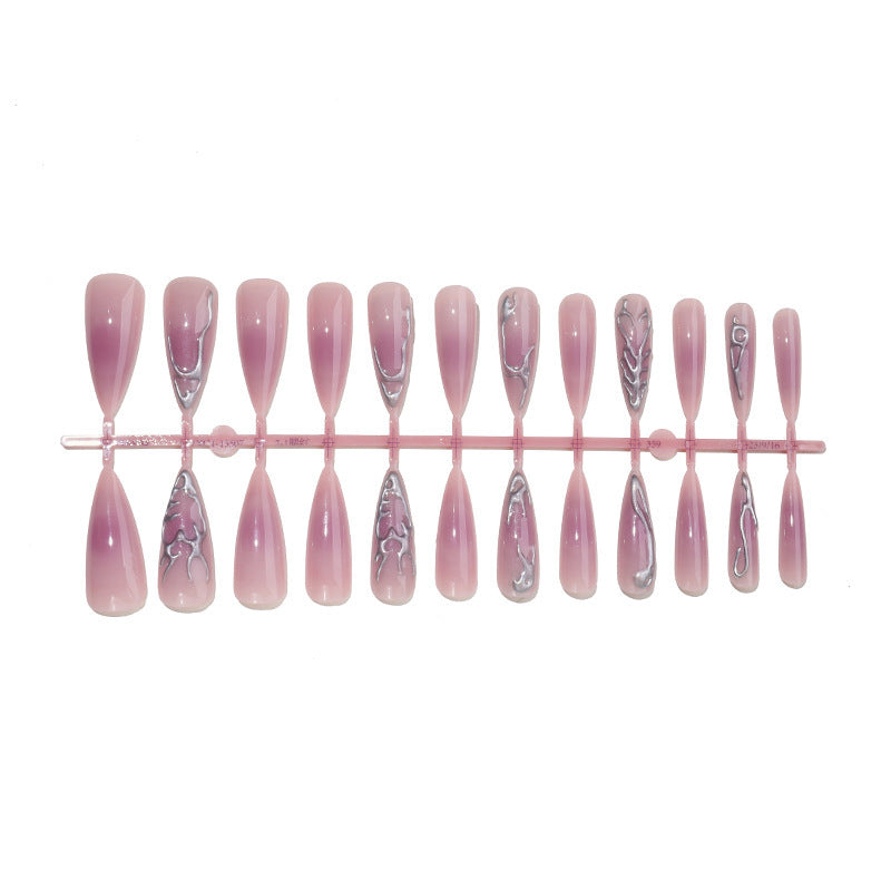 Creative Nail Art Set with Elegant Gradient and Marbled Details Kalsten