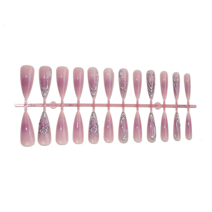 Creative Nail Art Set with Elegant Gradient and Marbled Details Kalsten
