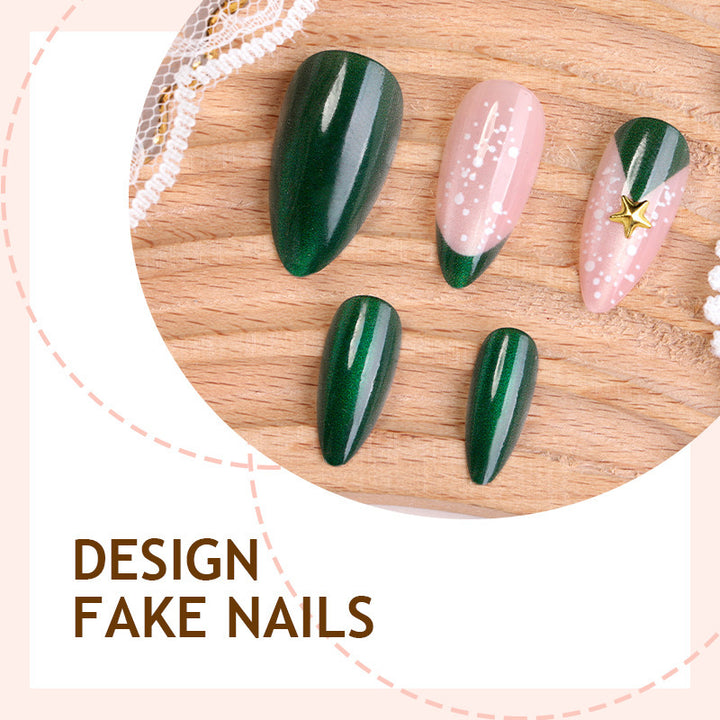Artificial nail set with festive Christmas design and glitter accents Kalsten