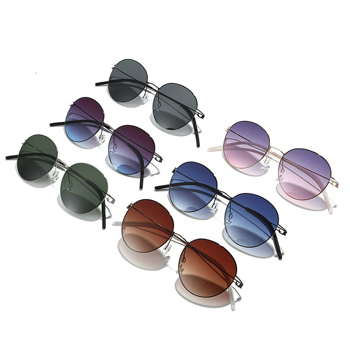 Women round sunglasses with light metal frame and gradient lenses Kalsten
