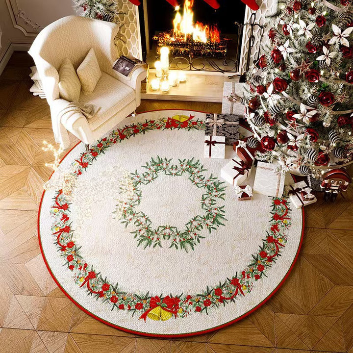 Christmas-Themed Round Area Rug for Home