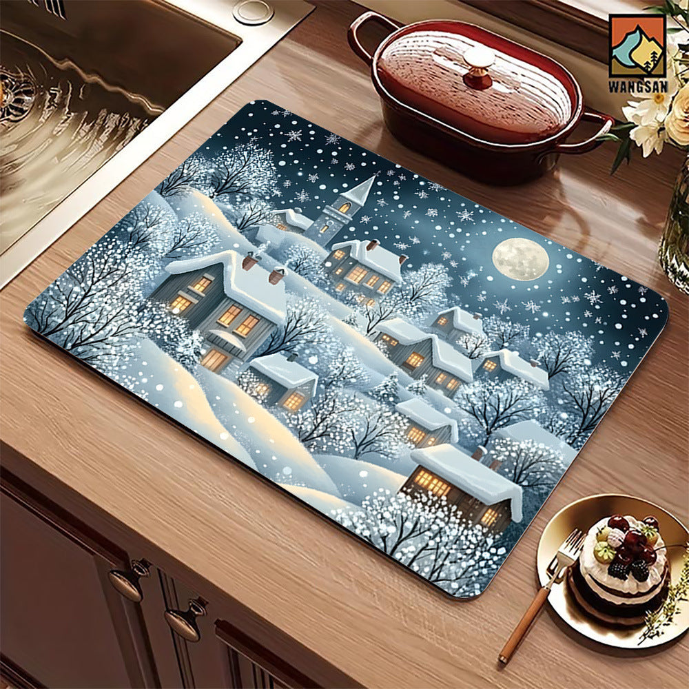 Festive Christmas-Themed Kitchen Mat