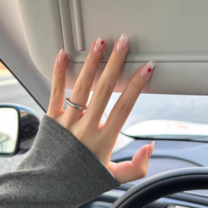 Artistic Press-On Nail Set with Star Accents