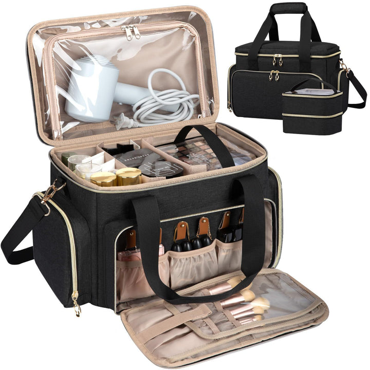 Cosmetic organizer bag with multiple compartments and transparent pockets Kalsten