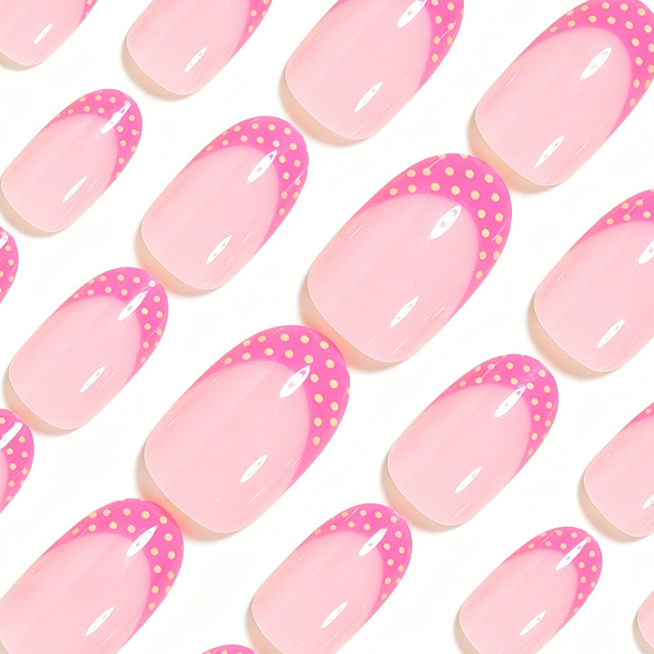 Artistic Polka Dot French Tip Nail Set Kalsten