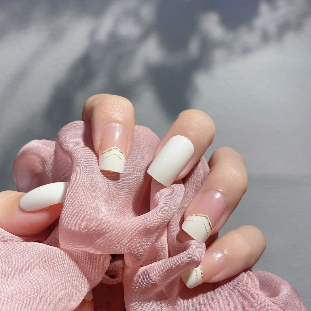 Elegant Press-On Nail Tips Set with Geometric Accents