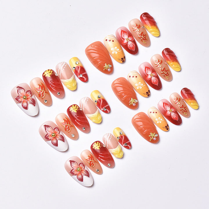 Artisanal Fall-Themed Press-On Nails