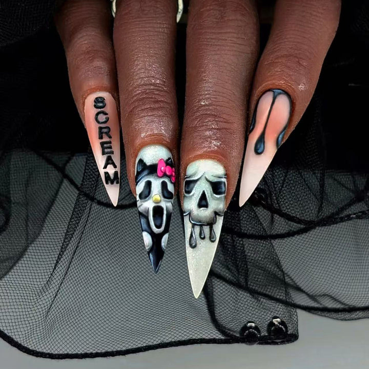Artistic Horror-Themed Stiletto Nail Art Kalsten