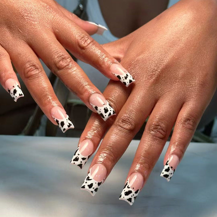 Cow Print Acrylic Nail Art Set