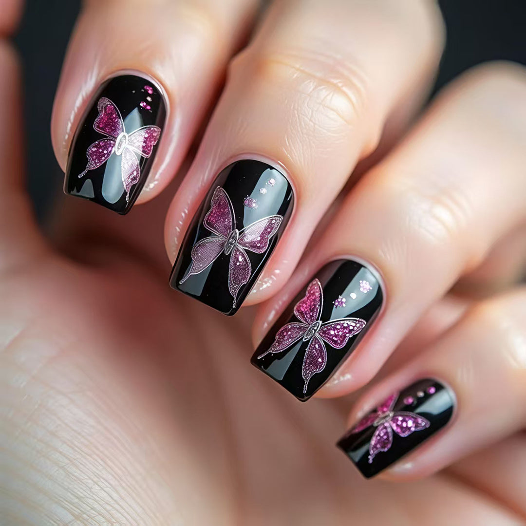 Artificial nails with glamorous butterfly design Kalsten