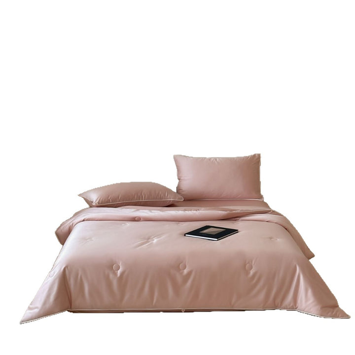 Elegant quilted satin bedspread set with piping and decorative buttons Kalsten