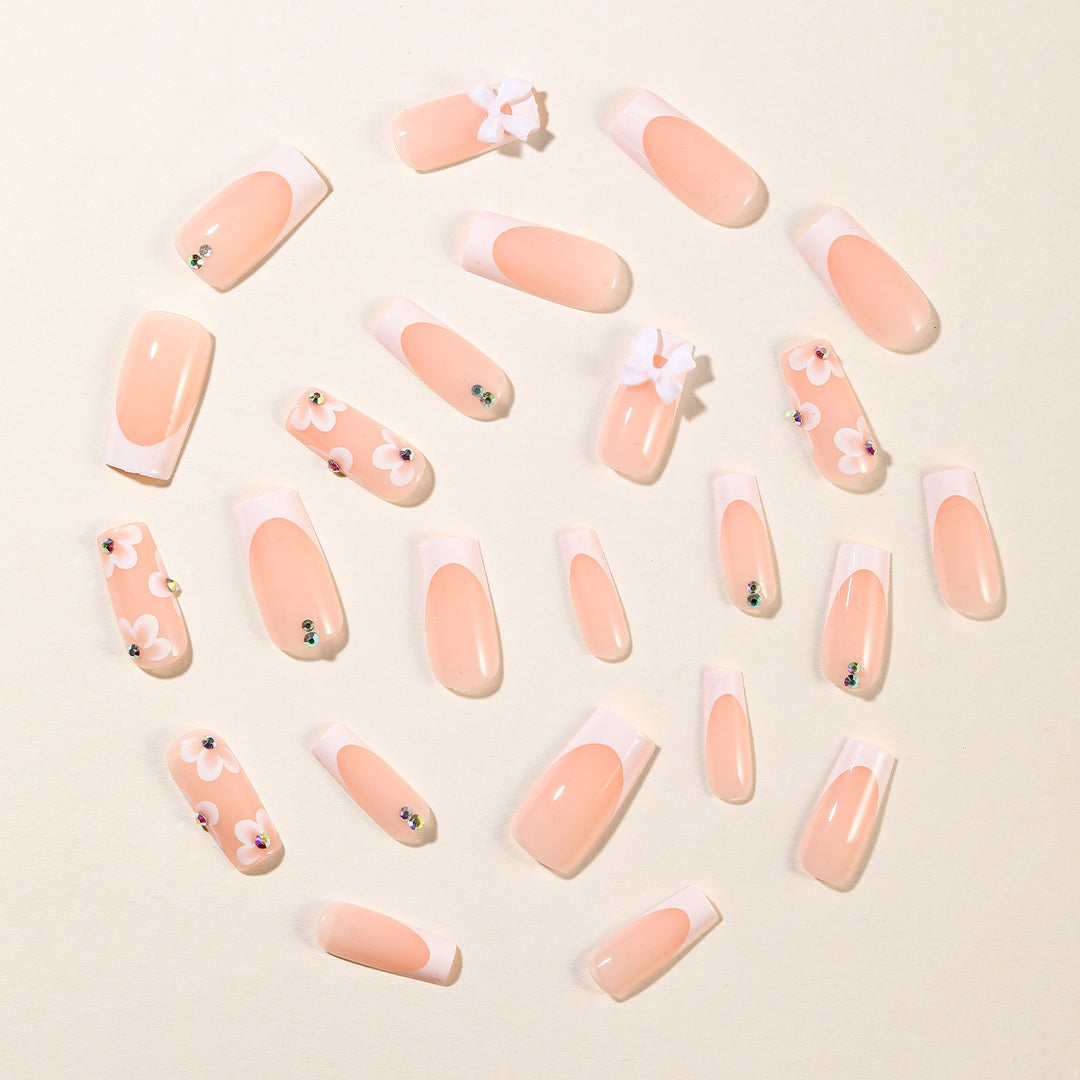 Floral Embellished Acrylic Nail Extensions Kalsten