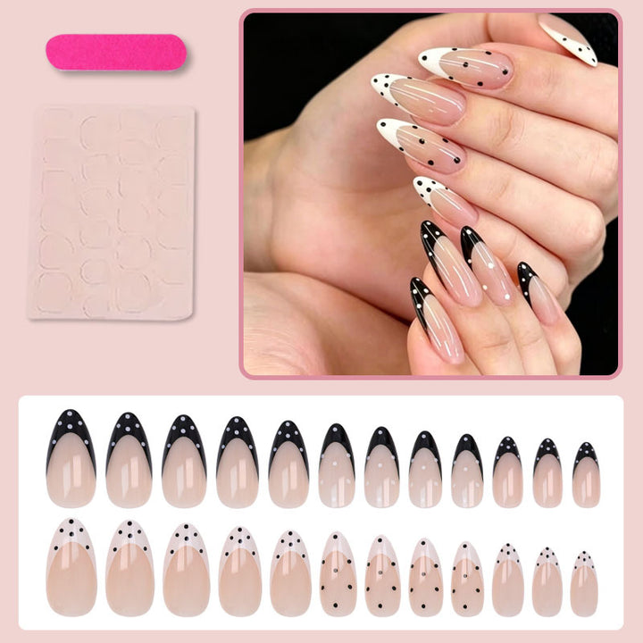 Artificial nail set with elegant dot and tip design Kalsten