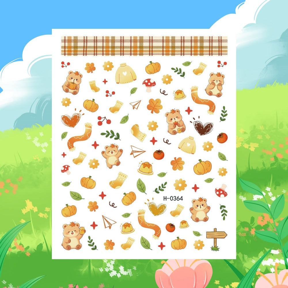 Autumn-Themed Nail Art Sticker Sheet