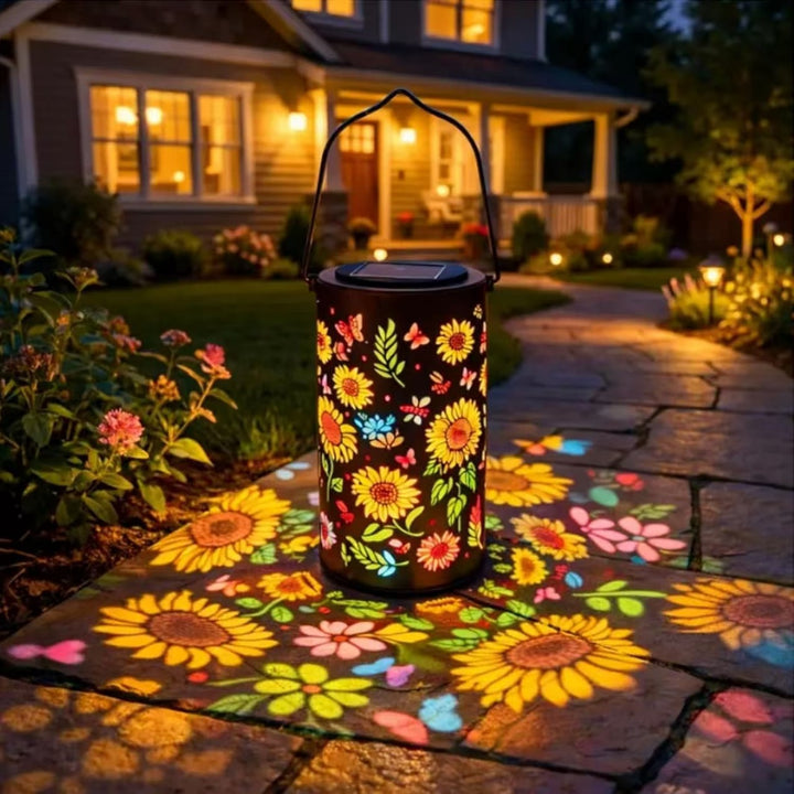 Decorative Solar Garden Stake Lantern With Sunflower Projection Kalsten