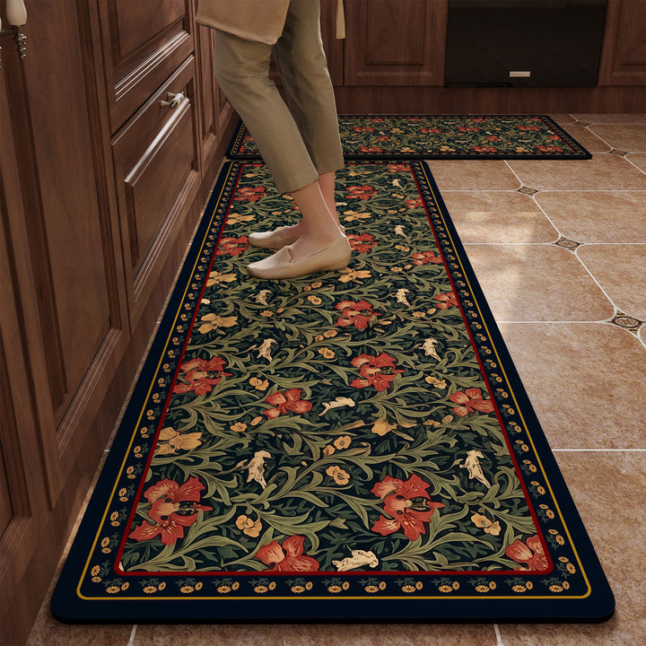 Vintage Tile Pattern Kitchen Mat