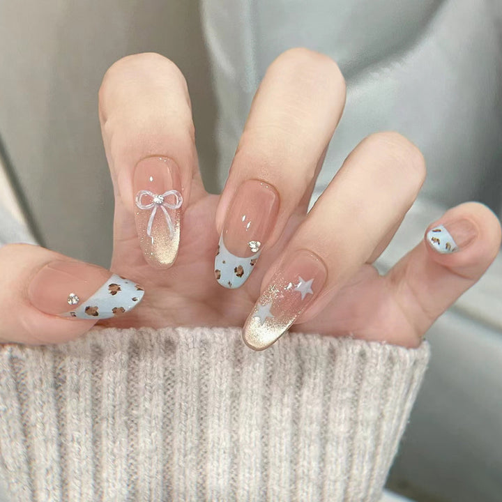 Stylish Press-On Nail Set with Elegant Glitter Accents Kalsten