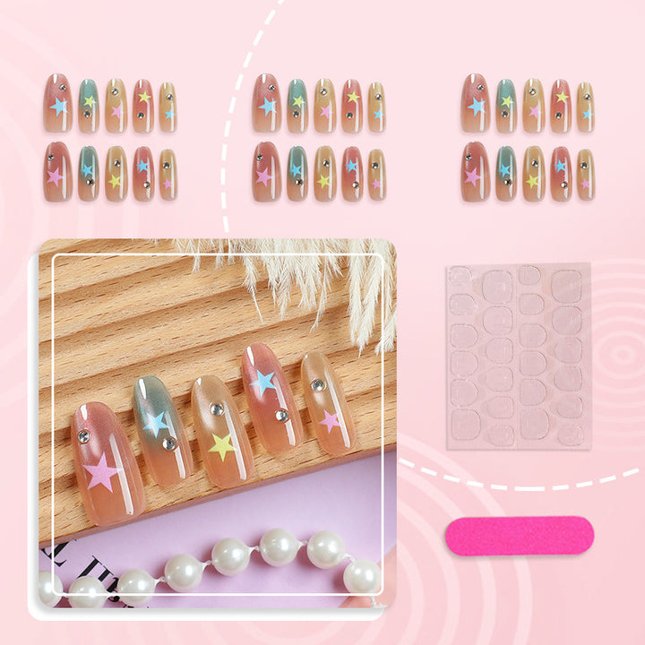 Creative Star-Patterned Press-On Nail Set