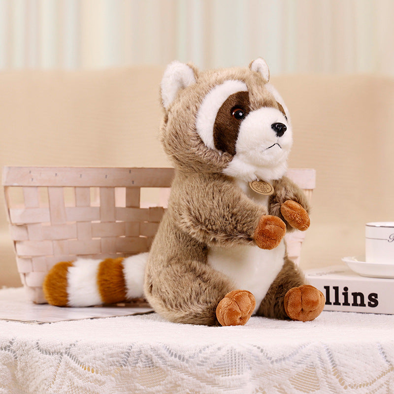 Plush Sitting Raccoon Collectible Soft Toy with Huggable Body and Embroidered Details Kalsten