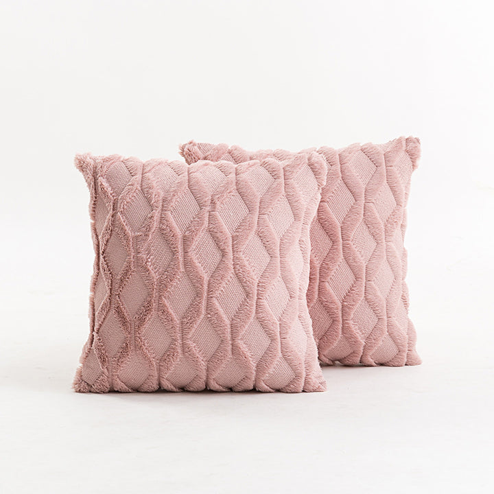 Textured Knit Diamond Tufted Square Throw Pillow Cover with Frayed Edge