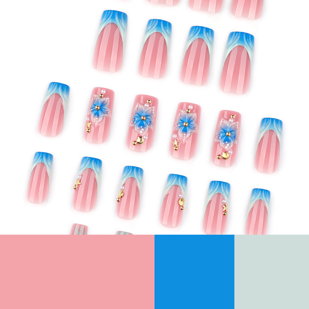 Artful nail art with floral accents and glitter effects Kalsten