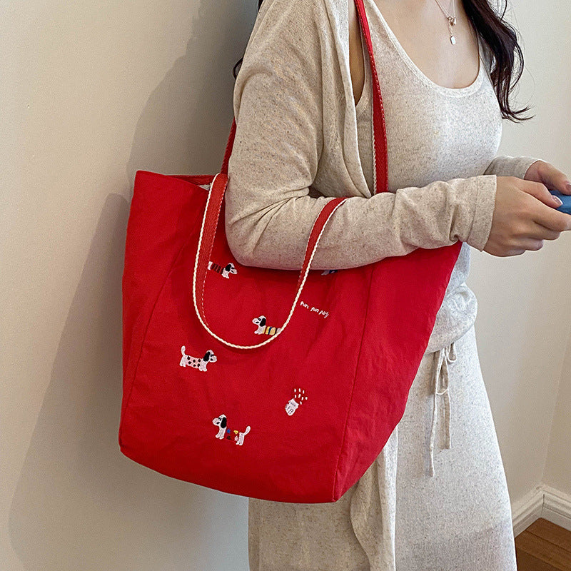 Artistic Dog Embroidered Tote Bag