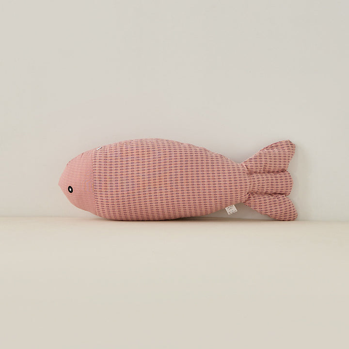 Decorative fish cuddle pillow made of textured cotton blend