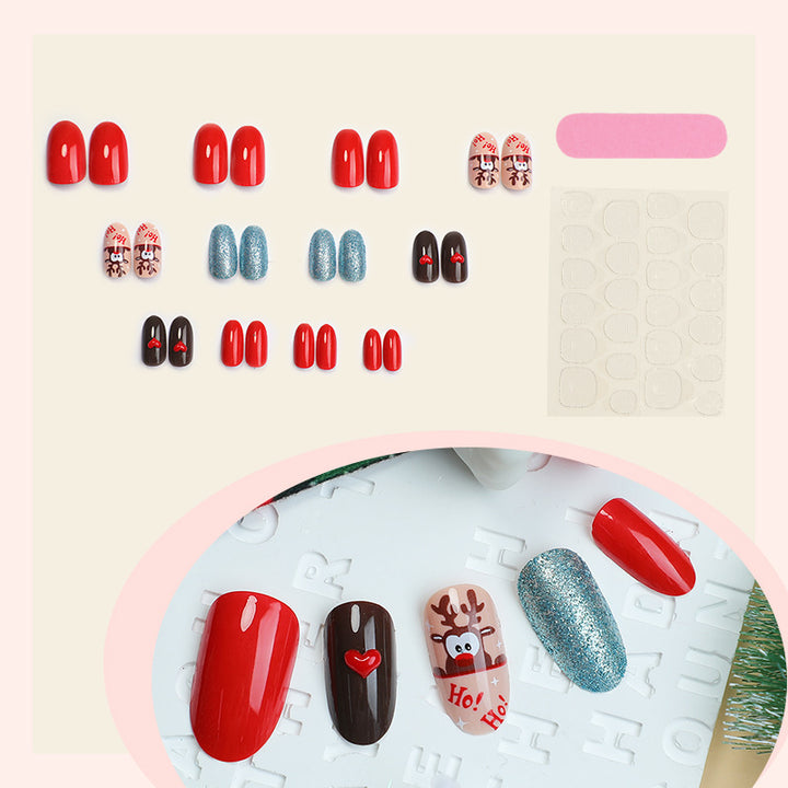 Creative Nail Art Set with Festive Christmas Designs and Glitter Accents Kalsten