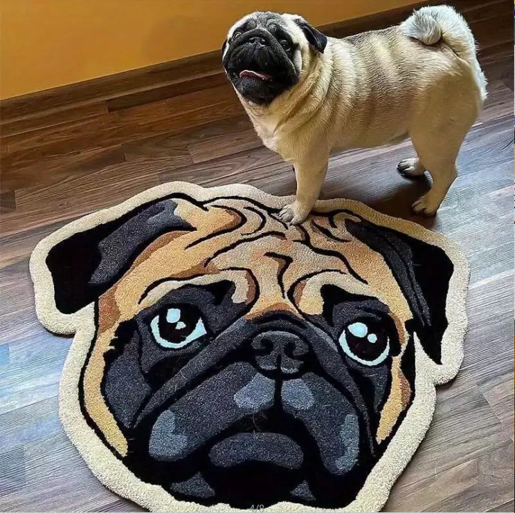 Leopard Face-Shaped Plush Area Rug