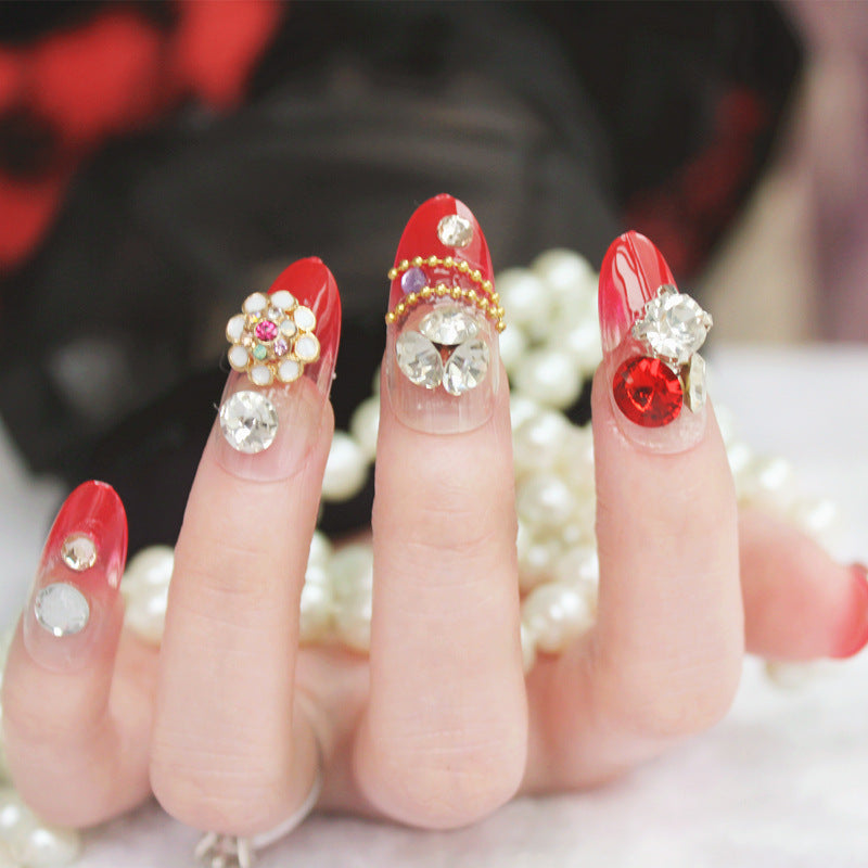 Elegant Rhinestone-Embellished Press-On Nail Set