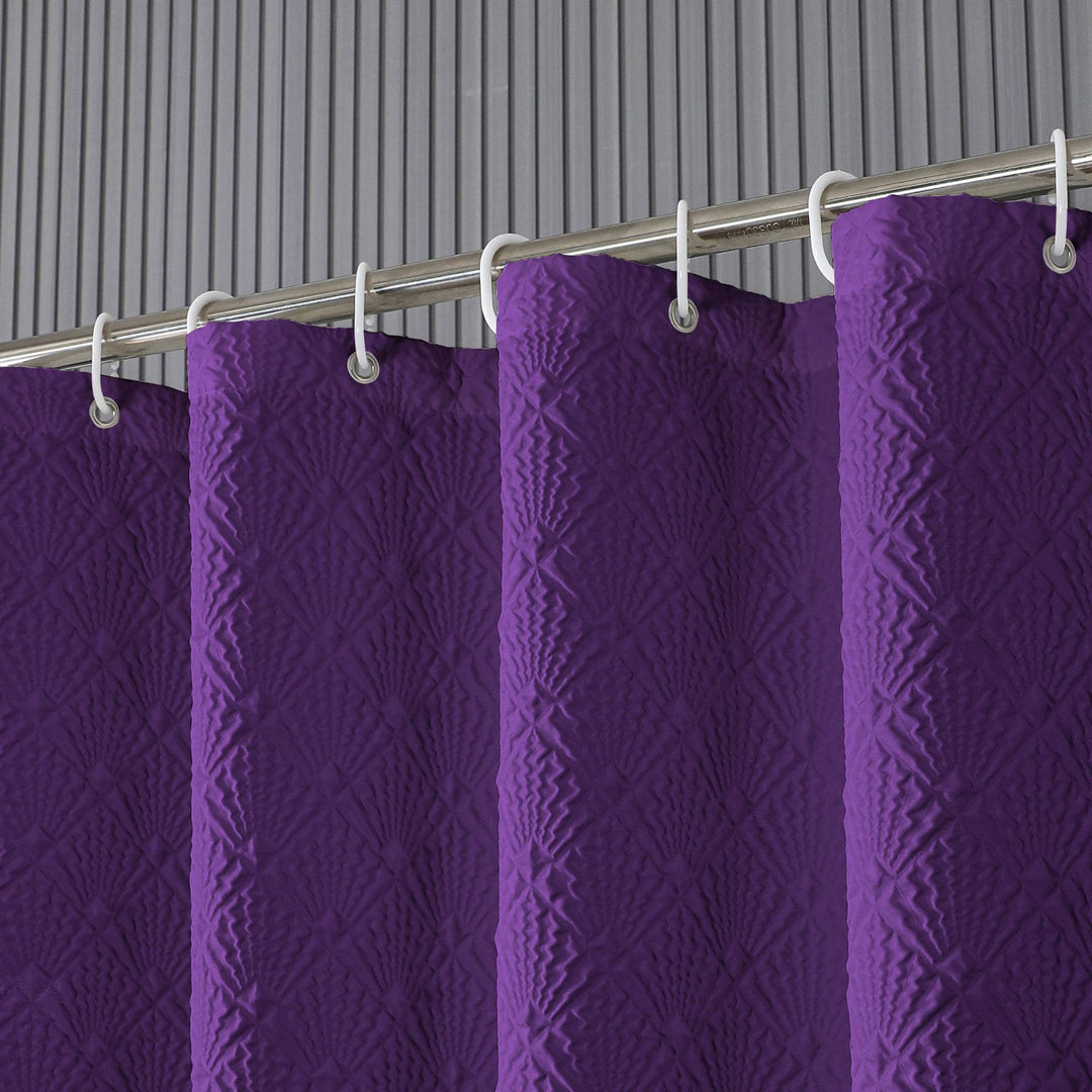 Textured Leaf Motif Shower Curtain Kalsten