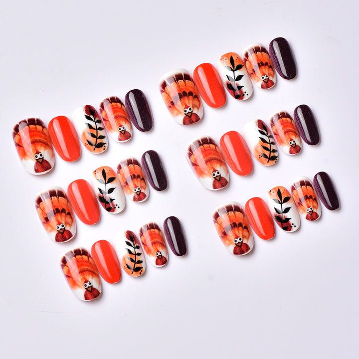 Fall-Themed Decorative Press-On Nail Art Set Kalsten