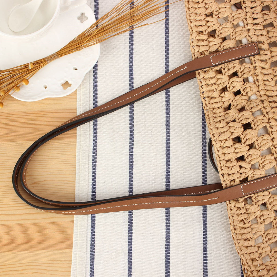 Handbag Made of Hand-Knotted Natural Material with Sturdy Leather Handles Kalsten