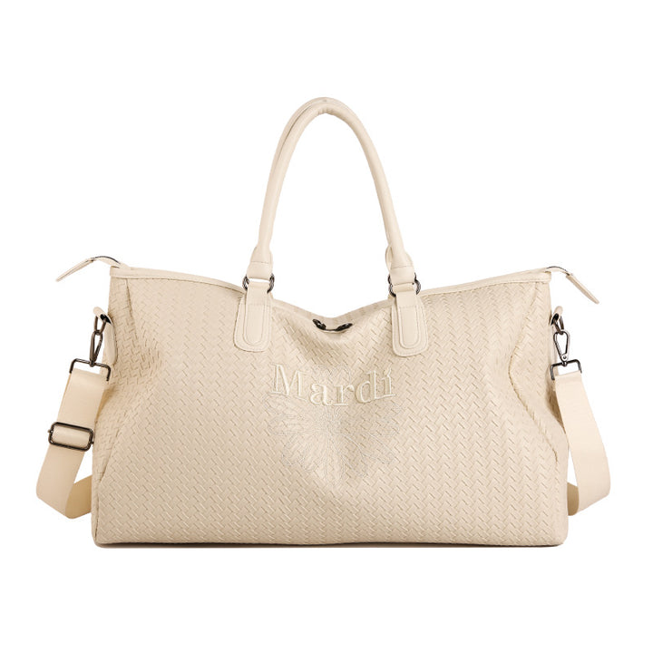 Woven Leather Weekend Duffel Bag Kalsten