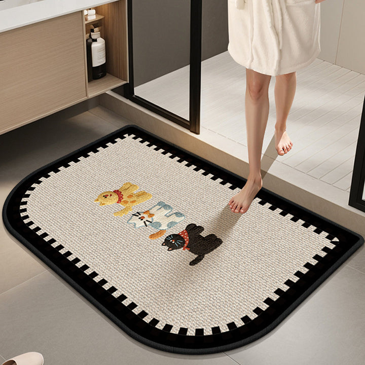 Absorbent Non-Slip Bath Mat with Winter Theme